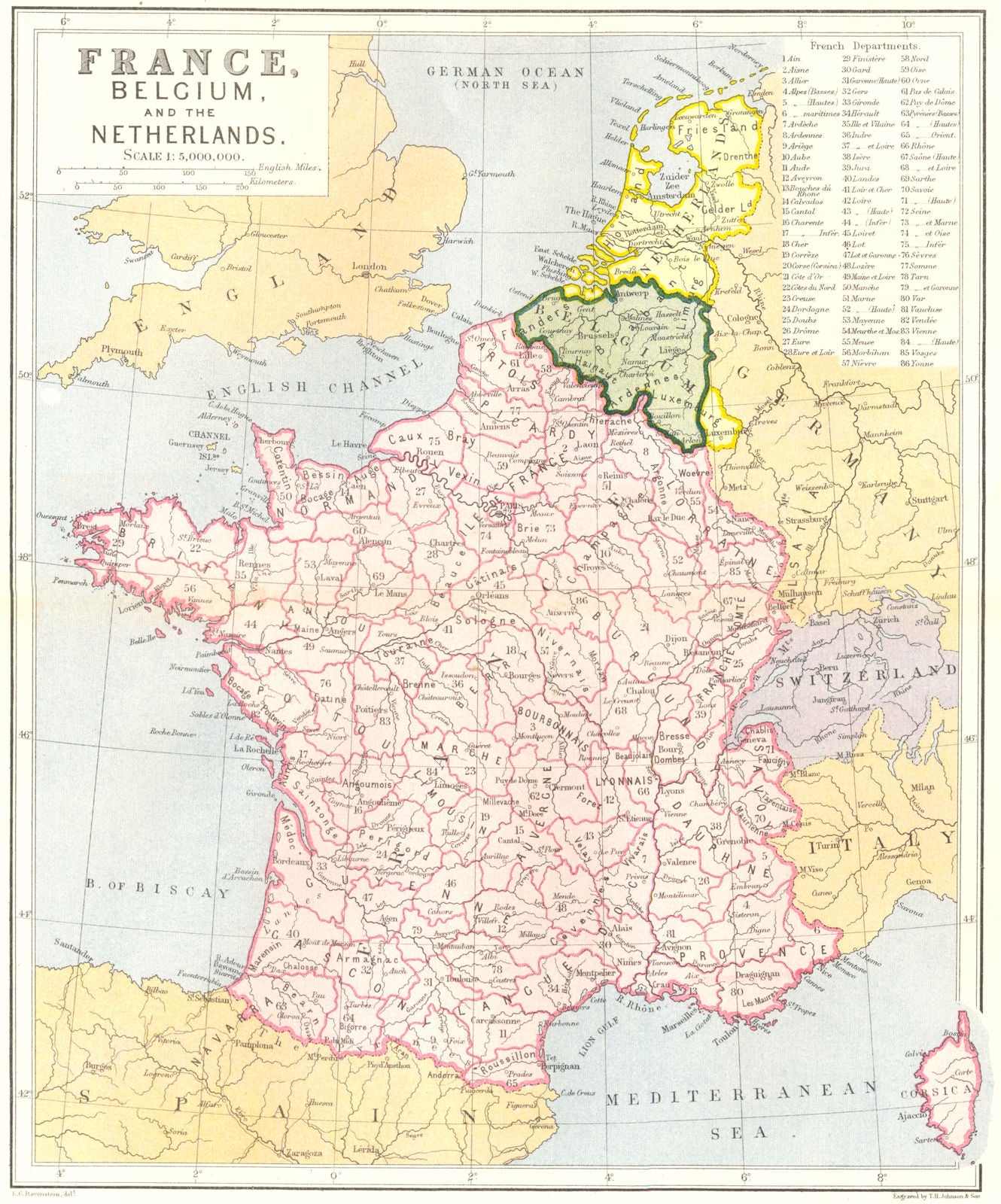 FRANCE. Belgium & Netherlands c1885 old antique vintage map plan chart
